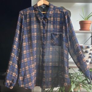 Sheer plaid button up